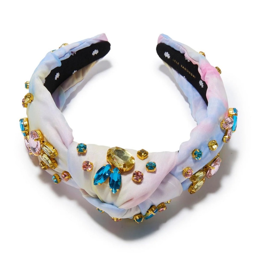 Lele Sadoughi Crystal Bunny Knotted Headband in Tulip Field Easter NWT